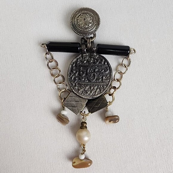 Vintage Silver & Gold Beaded Brooch - Picture 1 of 6